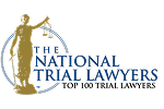 The National Trial Lawyers Top 100 Trial Lawyers award logo with a gold Lady Justice icon