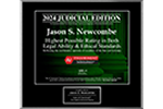 2024 Judicial Edition Martindale-Hubbell award plaque for Jason S. Newcombe for highest possible rat